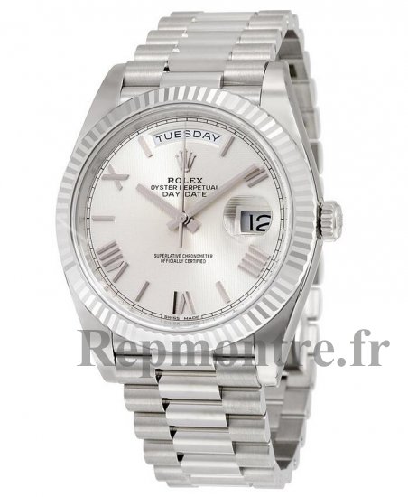 Réplique Rolex Day-Date 40 Argent Quadrant Motif Cadran 18K Blanc Or President 228239SQRSP - Cliquez sur l'image pour la fermer