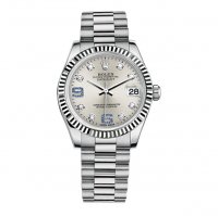 Réplique Rolex Datejust 31mm Dame Montre President Blanc Or Fluted Bezel Montre