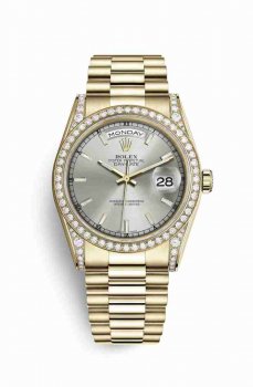 Réplique montre Rolex Day-Date 36 Cosses en jaune de 118388 Cadran Argent