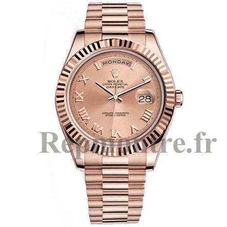 Rolex Day-Date II President or rose Fluted Bezel Réplique - Cliquez sur l'image pour la fermer