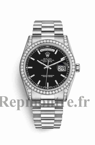 Réplique montre Rolex Day-Date 36 Cosses en blanc de 118389 Noir Cadran - Cliquez sur l'image pour la fermer