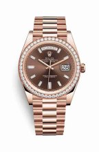 Réplique de montre Rolex Day-Date 40 Everose 228345RBR Set chocolat Cadran m228345rbr-0006
