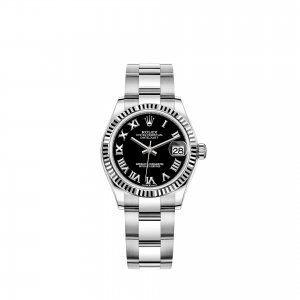 Réplique Rolex Datejust 31 Rolesor blanc cadran noir brillant