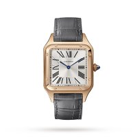 Cartier Santos-Dumont Copie montre Grand Quartz Or Rose Cuir WGSA0021