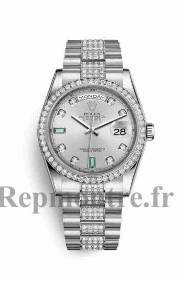 Réplique montre Rolex Day-Date 36 118346 Rhodium serti de emeraudes Cadran m118346-0083 - Cliquez sur l'image pour la fermer