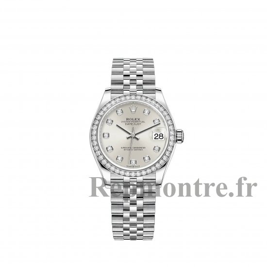 Réplique Rolex Datejust 31 Bracelet Jubile en argent serti de diamants Rolesor blanc m278384rbr-0034 - Cliquez sur l'image pour la fermer