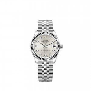 Réplique montre Rolex Datejust 31 Blanc Rolesor cadran serti de diamants Jubilee bracelet