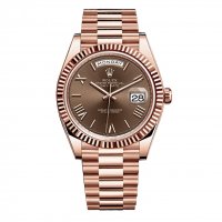 Rolex Day-Date 40 Chocolate Roman numerals Dial 18K Eveor rose Automatique