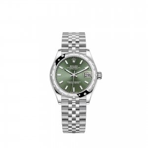 Réplique Rolex Datejust 31 Rolesor blanc cadran vert menthe bracelet Jubilee m278344rbr-0020