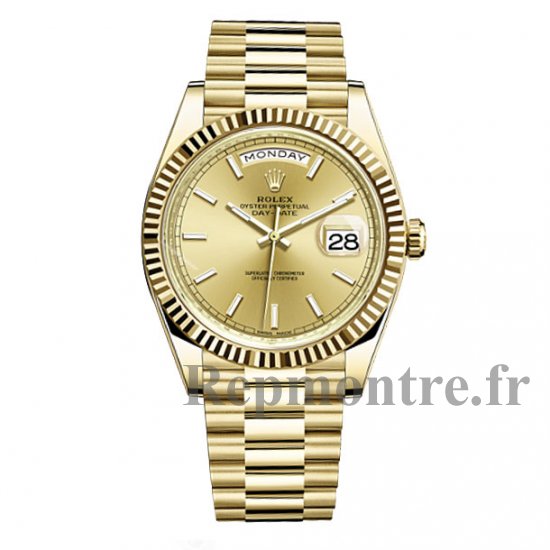 Rolex Day-Date 40 Automatique Champagne Dial 18kt Or amarillo Réplique - Cliquez sur l'image pour la fermer