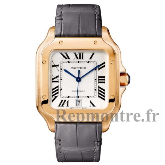 Replique Cartier Santos De Cartier Large automatique Silver Dial Grey Leather Strap Men's WGSA0019 - Cliquez sur l'image pour la fermer