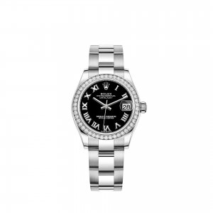 Réplique Rolex Datejust 31 Bracelet Oyster a cadran noir Rolesor blanc m278384rbr-0001