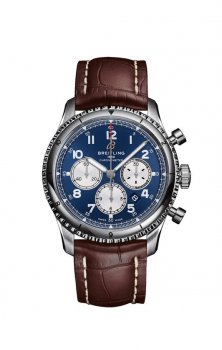 Replique Breitling Aviator 8 B01 Chronograph 43 Cadran bleu Brown Leather Strap Men's AB0119131C1P4