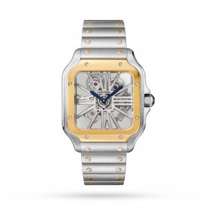 Cartier Santos De Cartier Copie montre Grand bo?tier en acier a remontage manuel Or jaune WHSA0019