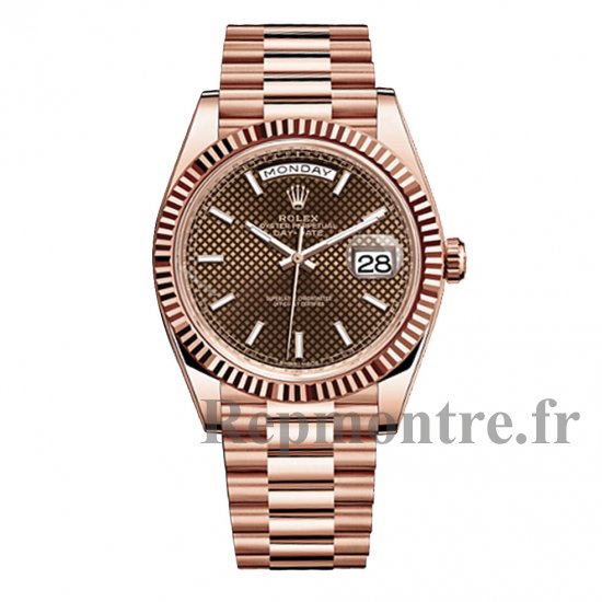 Rolex Day-Date 40 Chocolate Dial 18kt Eveor rose Automatique Montre Réplique hommes - Cliquez sur l'image pour la fermer