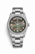 Réplique de montre Rolex Day-Date 36 sertissage 118389 Nacre noire sertissage Cadran m118389-0057