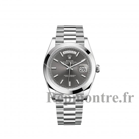 Réplique Rolex Day-Date 40 Cadran a rayures en platine Lunette lisse m228206-0011 - Cliquez sur l'image pour la fermer