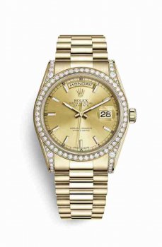 Réplique montre Rolex Day-Date 36 cosses en jaune de 118388 Champagne col Cadran m118388-0046