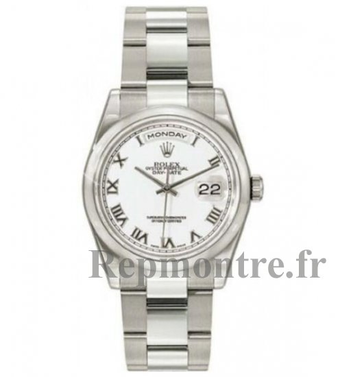 Réplique Rolex Day-Date Blanc Roman Cadran Oyster Bracelet 18k Blanc Or 118209-WRO - Cliquez sur l'image pour la fermer