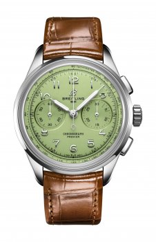 Replique Breitling Premier Chronograph 40 Green Dial Leather Strap Men's AB0930D31L1P1