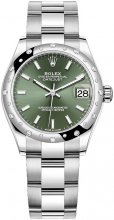 Réplique montre Rolex Datejust 31 Bracelet Oyster a cadran vert menthe Rolesor blanc m278344rbr-0019