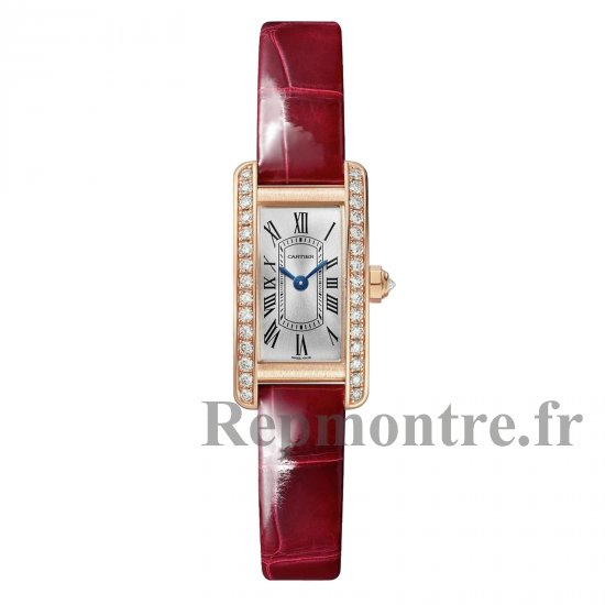 Cartier Tank Americaine Replique montre Mini Quartz Or Rose Cuir WJTA0041 - Cliquez sur l'image pour la fermer