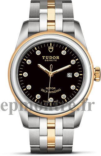 Réplique montre Tudor Glamour Date 31 Acier Inoxydable / Or Jaune / Diamant Noir / Bracelet M53003-0008 - Cliquez sur l'image pour la fermer