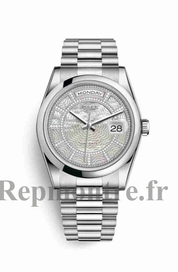 Réplique de montre Rolex Day-Date 36 118206 Carrousel de nacre blanche Cadran m118206-0122 - Cliquez sur l'image pour la fermer