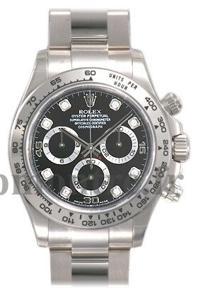 Rolex Daytona Noir Diamond 116509 Bracelet Oyster 18k Montre en or blanc - Cliquez sur l'image pour la fermer