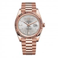 Rolex Day-Date 40 Sundust Baguette Diamante Dial 18K Eveor rose Automatique