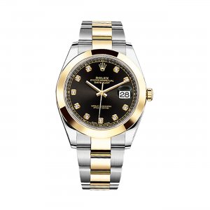 Rolex Datejust Noir Diamond Dial 126303 Acier Montre Oyster en or jaune 18k