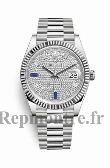 Réplique de montre Rolex Day-Date 40 228239 Saphirs paves Cadran m228239-0049 - Cliquez sur l'image pour la fermer