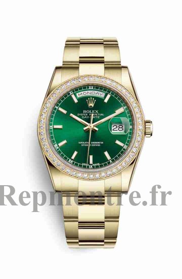 Réplique montre Rolex Day-Date 36 jaune 18 ct 118348 Cadran vert m118348-0225 - Cliquez sur l'image pour la fermer