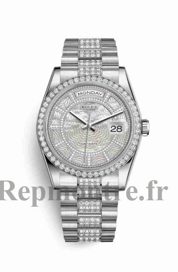 Réplique de montre Rolex Day-Date 36 118346 Carrousel de nacre blanche Cadran m118346-0091 - Cliquez sur l'image pour la fermer