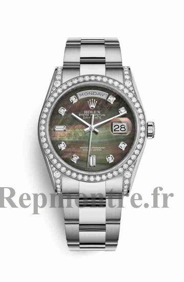 Réplique de montre Rolex Day-Date 36 sertissage 118389 Nacre noire sertissage Cadran m118389-0057 - Cliquez sur l'image pour la fermer