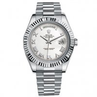 Rolex Day-Date II President Or blanc Fluted Bezel Montre Réplique