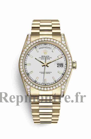 Réplique montre Rolex Day-Date 36 cosses en jaune de 118388 blanc Cadran - Cliquez sur l'image pour la fermer