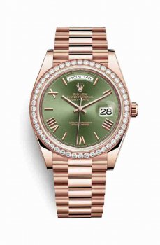 Réplique de montre Rolex Day-Date 40 Everose 228345RBR Vert olive Cadran m228345rbr-0011