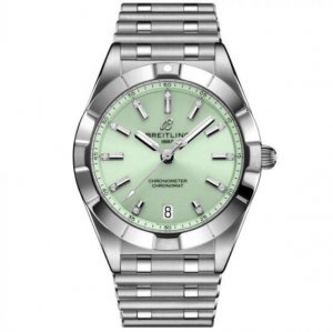 Replique Montre Breitling Chronomat 32mm Verte Dial Acier inoxydable Diamants Dames A77310101L1A1