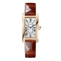 Cartier Tank Americaine Replique montre Petit Quartz Or Rose Cuir WGTA0133