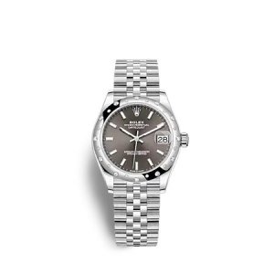 Réplique Rolex Datejust 31 Bracelet Jubile Rolesor blanc cadran gris fonce m278344rbr-0018