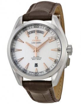 Réplique Omega Aqua Terra Automatique Argent Cadran Marron Cuir 231.13.42.22.02.001