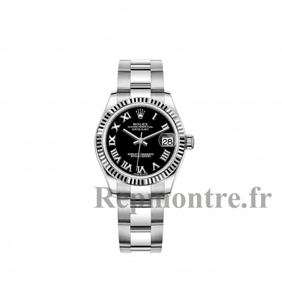 Réplique Rolex Datejust 31 Rolesor blanc cadran noir brillant - Cliquez sur l'image pour la fermer