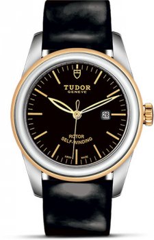 Réplique Tudor Glamour Date 31 Acier Inoxydable / Or Jaune / Noir / Bracelet m53003-0011