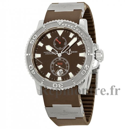 Ulysse Nardin Maxi Marine Diver marron Dial marron Rubber Réplique Montre 263-33-3/95 - Cliquez sur l'image pour la fermer