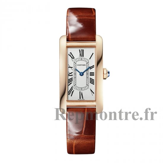 Cartier Tank Americaine Replique montre Petit Quartz Or Rose Cuir WGTA0133 - Cliquez sur l'image pour la fermer