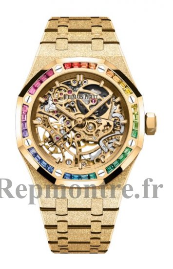 Replique Audemars Piguet Royal Oak 37 Double Balance Wheel Openworked Frosted Yellow Gold Rainbow 15468BA.YG.1259BA.01 - Cliquez sur l'image pour la fermer