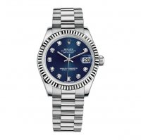 Réplique Rolex Datejust 31mm Dame Montre President Blanc Or Fluted Bezel 178279