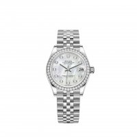Réplique montre Rolex Datejust 31 Rolesor blanc cadran en nacre blanche bracelet Jubilee m278384rbr-0008