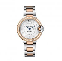 Replique Cartier Ballon Bleu 33mm Dames Acier 18K Or Rose Diamants W3BB0023